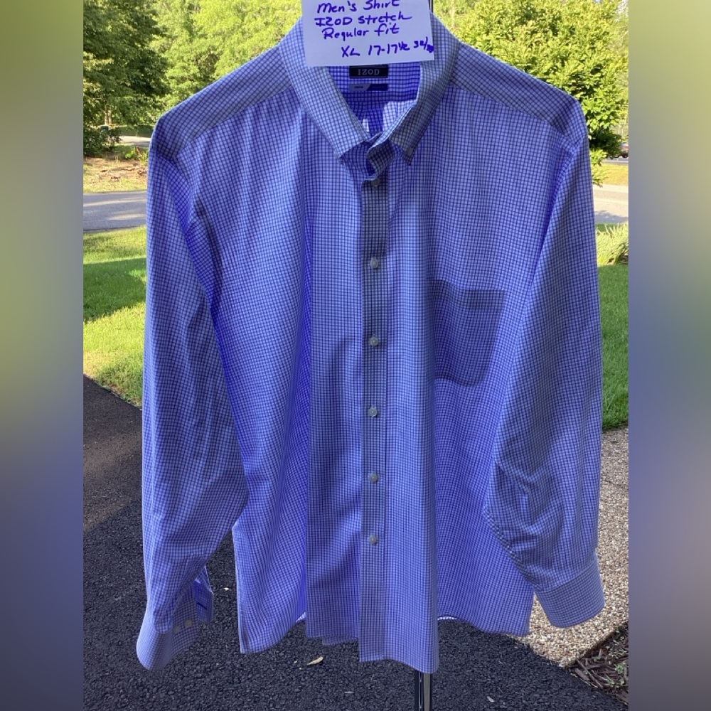 Izod Blue Dress Shirt Long Sleeve Button-Down